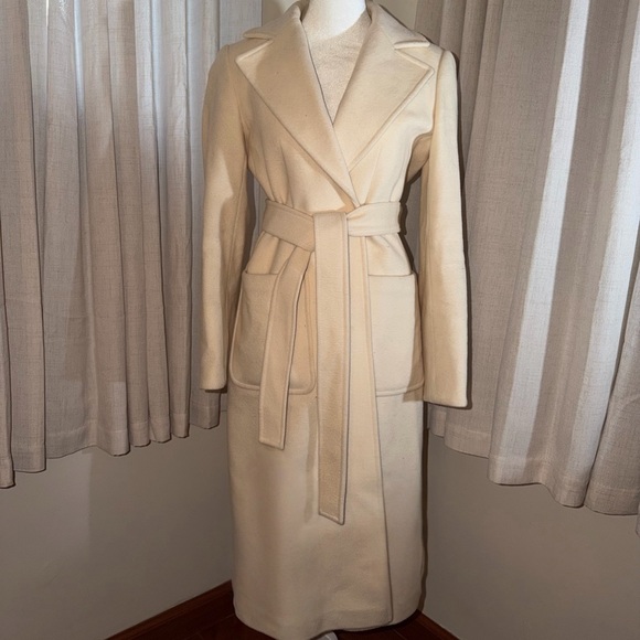 Cream Belted Max&Co Long Coat 100% Wool - Picture 2 of 5